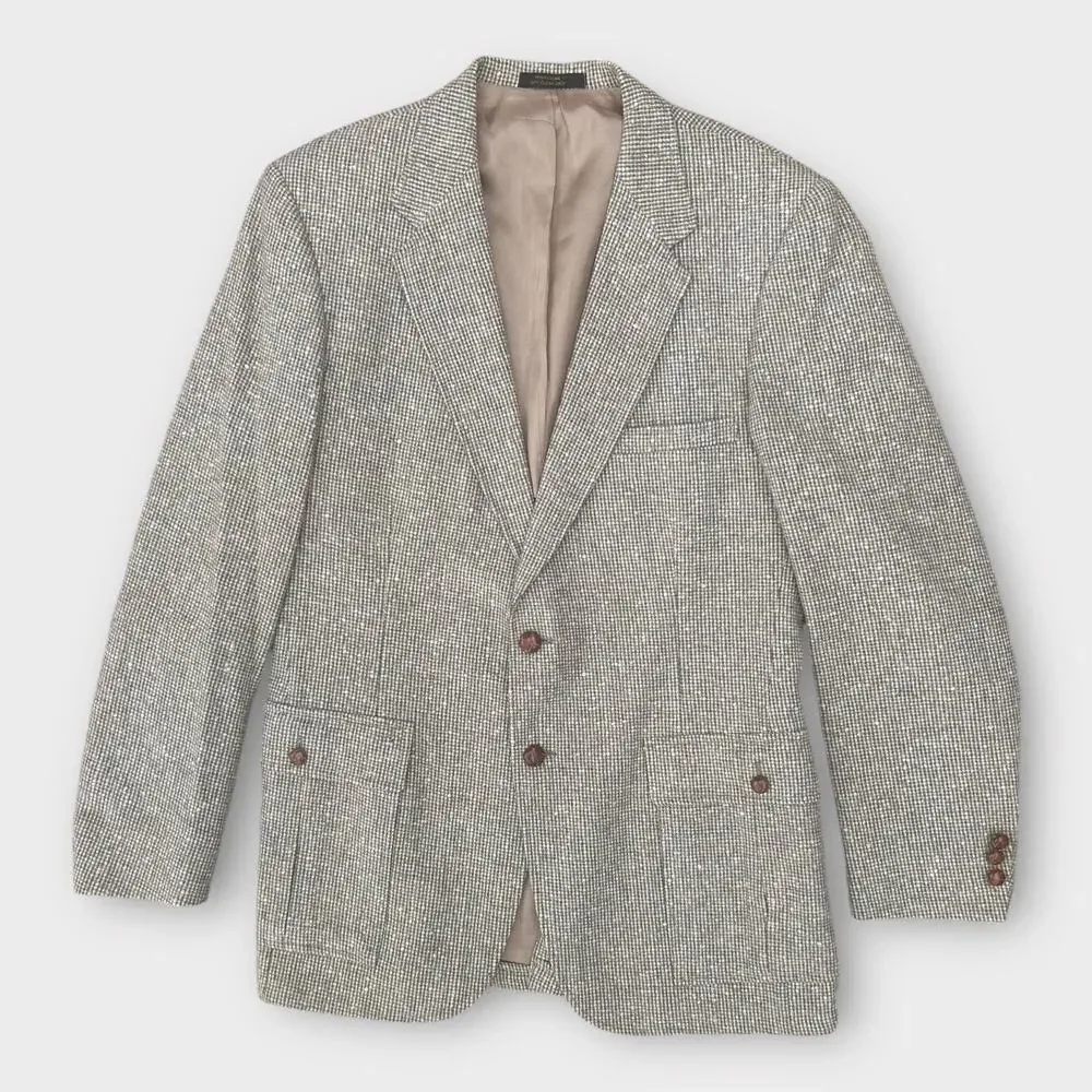 Vintage 70s H.I.S Wool Tweed Sport Coat Blazer Jacket Mens 42 L Preppy Academic - Picture 4 of 13